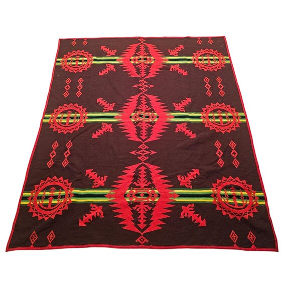 VTG Beaver State Pendleton Woolen Mills Reversible Throw 64"x78" Indian Blanket - Picture 2 of 7
